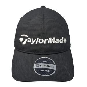 TaylorMade Lite Strapback Hat Black One Size Adjustable Vent Holes
